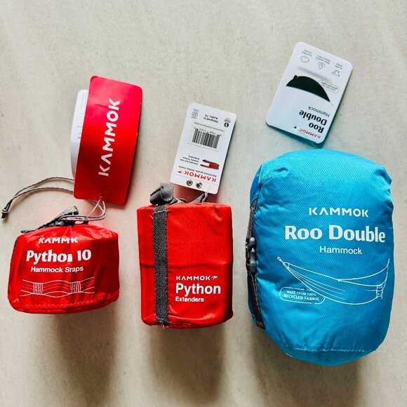 NWT Kammok Roo Double Camping Hammock Blue NWT Python 10 Straps Python Extenders - Picture 1 of 6